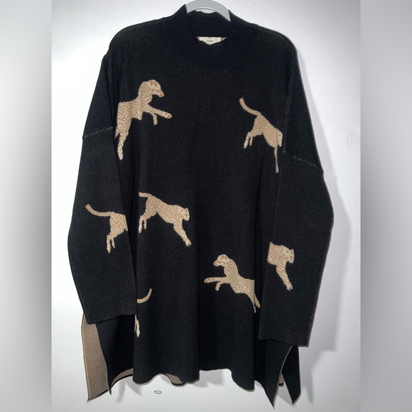 Entro  Women’s Cheetah Mock Neck Sweater, Black & Tan, Size 2X, NWT￼ - Picture 2 of 13